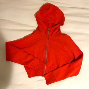 Orange Lululemon Full-Zip Cropped Scuba